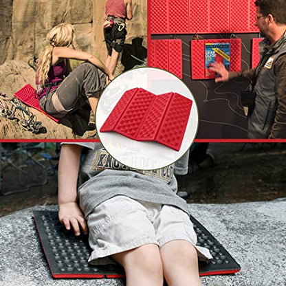 AceCamp 3940 Portable Lightweight Mini Waterproof Folding Mat, Foam Sitting Pad for Outdoor Activities, Foldable Kneeling and Seat Cushion for Comfort, Red - style: 1-pack