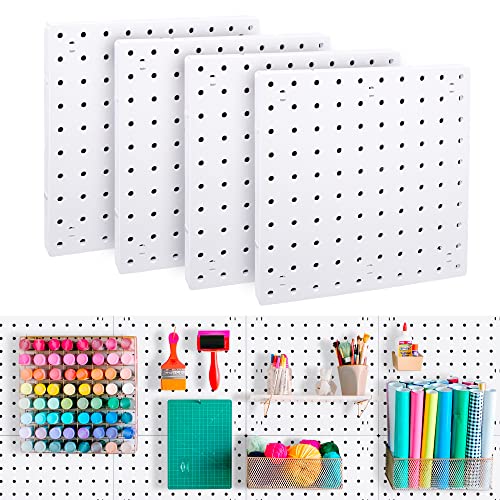 4Pcs Peg Board, Pegboard Wall Organizer Panels, White Pegboard Wall Mount | 10"x 10" ABS Pegboard for Craft Room Garage Kitchen Workshop, ABS Peg Boards Easy Installation (White) - size: White Peg Board- 4Pcs