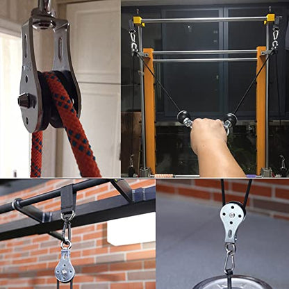 Lifting Pulley System for Gym, 360 Degree Rotation Quiet Pulley, Steel Cable Rope Lifting Pulley Block, Load Bearing 661lbs (1 Pcs)