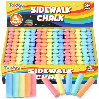Toidgy 150 PCS Washable Sidewalk Chalks Set for Kids, 30 Packs in 5 Colors, Non-Toxic Jumbo Sidewalk Chalk Bulk for Outdoor Art Play, Painting on Chalkboard, Blackboard and Playground