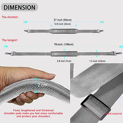 ZINZ Shoulder Strap 78" Universal Handbag Strap with Ultra-thick Fixed Padded and Dual Balanced Adjustable Buckles Shoulder Crossbody Strap for Briefcase Messenger Bag Laptop bag Luggage，Gray - color: Gray