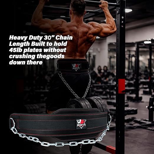 Dip Belt with 30" Stainless Steel Chain, 550-650 Lbs Weight Capacity, Neoprene Weight Lifting Belt, Perfect Weighted Belt for Pullups, Dips, Squats, Gym Workout & Crossfit Training