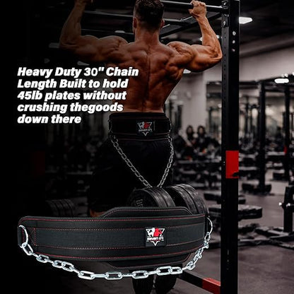 Dip Belt with 30" Stainless Steel Chain, 550-650 Lbs Weight Capacity, Neoprene Weight Lifting Belt, Perfect Weighted Belt for Pullups, Dips, Squats, Gym Workout & Crossfit Training