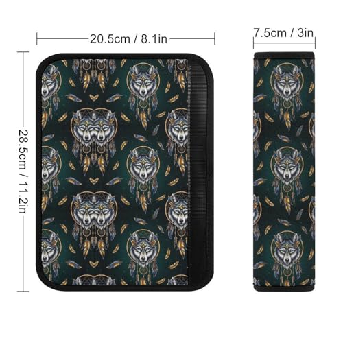 Universal Soft and Comfortable Wolf Dream Catcher Black Seat Belt Shoulder Pad for Kids, Most Cars, 1 Pair Seat Belt Covers Cushion Anti-Slip Pad - color: Pattern 136