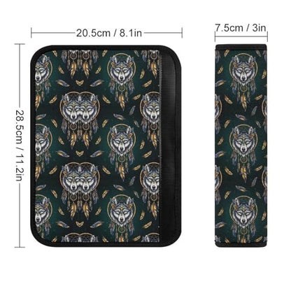 Universal Soft and Comfortable Wolf Dream Catcher Black Seat Belt Shoulder Pad for Kids, Most Cars, 1 Pair Seat Belt Covers Cushion Anti-Slip Pad - color: Pattern 136