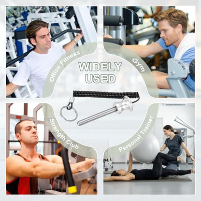 Weight Stack Pin, Weight Gym Pin Strength Training Equipment Replacement with Pull Rope for Commercial Home - color: Silver, size: 0.4 x 3.1 Inch