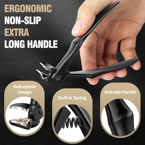 Toenail Clippers for Seniors Thick Toenails, 2026 Upgrade Angled Nail Clipper for Seniors, Toe Nail Clippers for Men with Wide Jaw Opening, Sharp Heavy Duty Fingernail Clipper Cutter with Long Handled - style: Grey Angled Nail Clippers