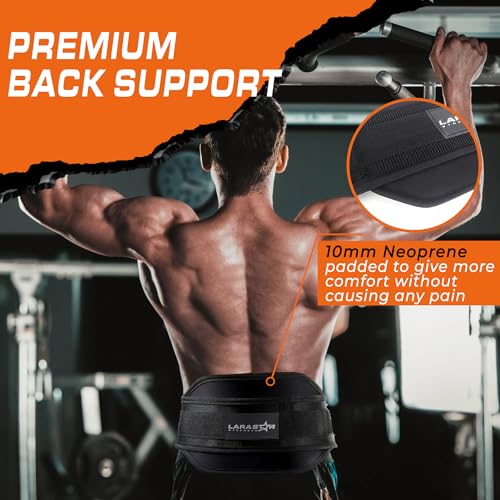 LARA STAR Dip Belt for Weightlifting, Weight Belt for Pull-Ups, Powerlifting, Squats, and Bodybuilding – Heavy-Duty Steel Chain, Neoprene Support, Lifts up to 650 lbs. - color: Black