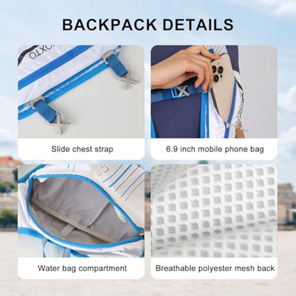 INOXTO Running Hydration Vest Backpack,Lightweight Insulated Pack with 1.5L Water Bladder Bag Daypack for Trail Hiking Running Cycling Race Marathon for Women Men - color: White Blue