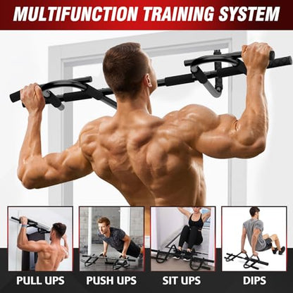 TOPOKO Pull Up Bar for Doorway, Heavy Duty Chin Up Station for Home Gym, Multi-Grip or Adjustable Door Frame Exercise Equipment for Upper Body Strength Training