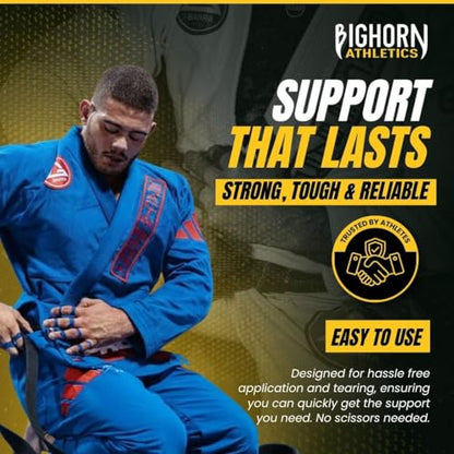 Bighorn Athletics Jiu Jitsu Finger Tape | Residue-Free Athletic Finger Tape for Sports & Injuries: Rock Climbing, Volleyball, Football, Basketball, Hands & Toes | 0.3-Inch x 45-feet, 8-Rolls, Blue | For Jiu Jitsu, Rock Climbing, Volleyball, Football, Hand