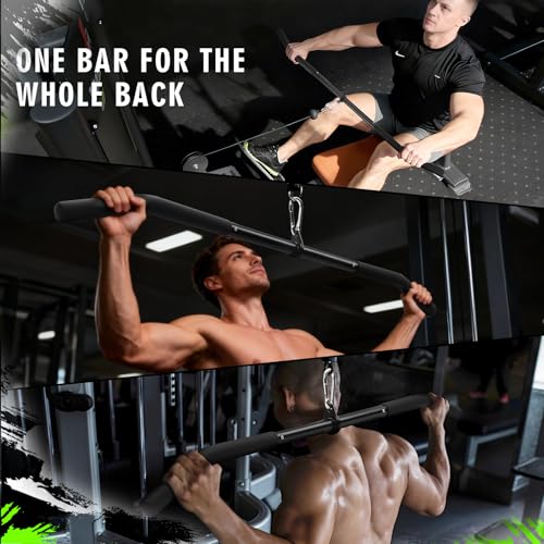 Cable Machine Attachment Set LAT Pulldown Attachments,Cable Machine Accessories for Home Gym Weight Workout Include LAT Pulldown Bar,Double D Bar, Tricep Rope,V Bar - color: Black-5 pcs