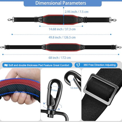 ZINZ Shoulder Strap 68" with Padded, Bag Strap with Dual Buckles and Metal Swivel Hooks for Laptop Bag, Briefcase and More - color: Black Red