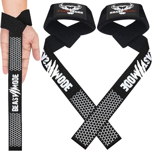 BEAST RAGE Lifting Wrist Straps for Weightlifting, Straps Gym Grip Power Workouts Lifting Straps Padded Neoprene & Premium Cotton Men Women, Deadlift Bodybuilding Exercise Lifting Straps - color: White Gel