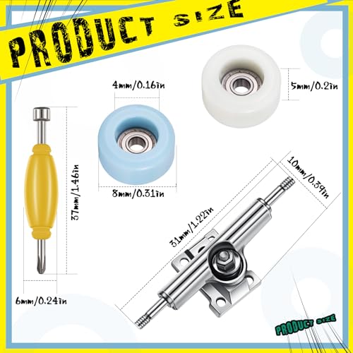 Zhehao 16 Pcs Standard Fingerboard Tool Set CNC Lathed Fingerboard Bearing Wheels Nut Driver Screwdriver for 34 mm Skateboard Trucks(Light Blue and White) - color: Light Blue and White