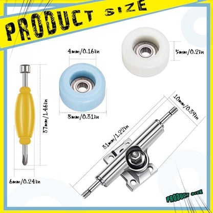 Zhehao 16 Pcs Standard Fingerboard Tool Set CNC Lathed Fingerboard Bearing Wheels Nut Driver Screwdriver for 34 mm Skateboard Trucks(Light Blue and White) - color: Light Blue and White