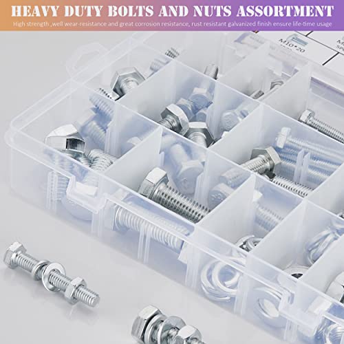 ZTF 188PCS M6 M8 M10 Hardware Nuts and Bolts Assortment Kit, Heavy Duty Metric Machine Screws Nuts Washers, 9 Most Common Sizes Zinc Alloy Steel Grade 8.8 (M6 M8 M10 Kit) - style: silver-M6 M8 M10 Hex Bolts