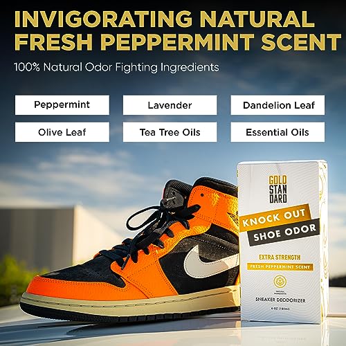 Gold Standard Natural Shoe Deodorizer Spray, Peppermint, 2-Pack (12 oz) | Extra Strength, Long-Lasting Freshness for Sneakers, Boots & Athletic Shoes - size: 6 Fl Oz (Pack of 2)