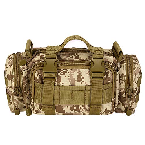Utility 3P Military Tactical Duffle Waist Bags MOLLE Assault Shoulder Backpack Multifunction EDC Pouches Heavy Duty Fanny Packs (Desert camouflage) - color: Desert Camouflage