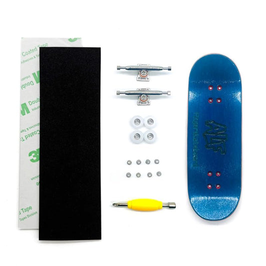 32mm Professional Fingerboard Complete Set, 7 Color Options, 5-Layer Maple Wood Deck with Metal Trucks, Bearing Wheels and Grip Tape (Blue) - color: Blue