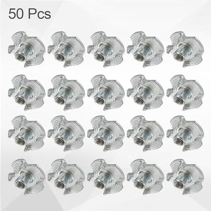 HARFINGTON M3x6mm T-Nuts 4 Pronged Tee Nut 0.47" x 0.24" Fully Thread Carbon Steel Inserts for Wood, Rock Climbing Holds, Cabinetry, Furniture 50pcs - size: M3x6mm