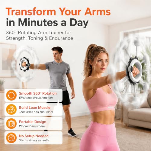 Infinity Hoop for Arms, Home & Gym Upper Body Workout, 360° Rotating Arm Trainer