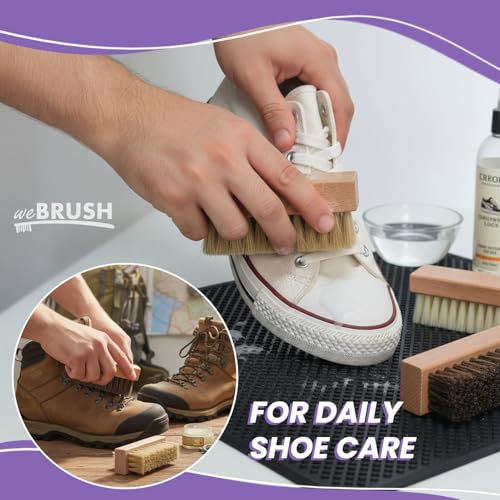 3 Small Shoe Brushes, Shoes Cleaning Brush Kit, Suede Shoe Cleaner, Boot White Sneaker Cleaner with Nylon Boar Horsehair Bristles Suede Brush for Canvas Leather Bags Jackets Scrub & Polish