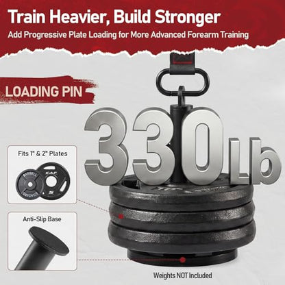 FitBeast Wrist Roller Forearm Strengthener with Weight Bag and Loading Pin | Forearm Exerciser with Thicker Handles, 14.7L Weight Bag, Loading Pin Fits 1" and 2" Plates for Grip and Wrist Training