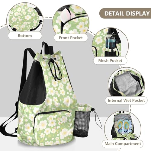 GuoChe Drawstring Backpacks Gym Swim Bag With Inside Pockets Pull String Bag Waterproof Cherry Blossom Flowers - color: Cherry Blossom Flowers
