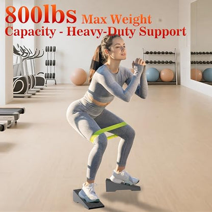 Steel Squat Wedge, 2 Pcs 800 lbs Max Capacity Block for Deeper Squat | 16° Ergonomic Heel Elevation; Non-Slip Feet; Anti-Slip Textured Top; Easy to Carry; Weightlifting; Foot Stretches; Home Gym