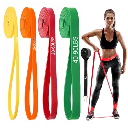 Resistance Bands for Working Out, Pull Up Assist Bands Set, Workout for Women and Men, Exercise Bands,Training, Plasticity, Physical Therapy at Home/Gym - color: Yellow, Orange, Red, Green