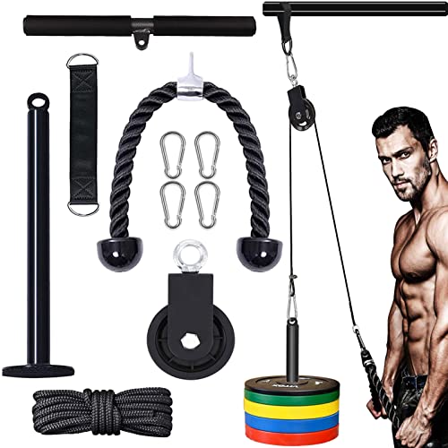 Mtgluk Cable Pulley System Upgraded DIY LAT and Lift Weight Pulley Machine Attachment Home Gym Forearm Wrist Roller for Triceps Pull Downs Biceps Curl Forearm Shoulder - color: Nylon 100''