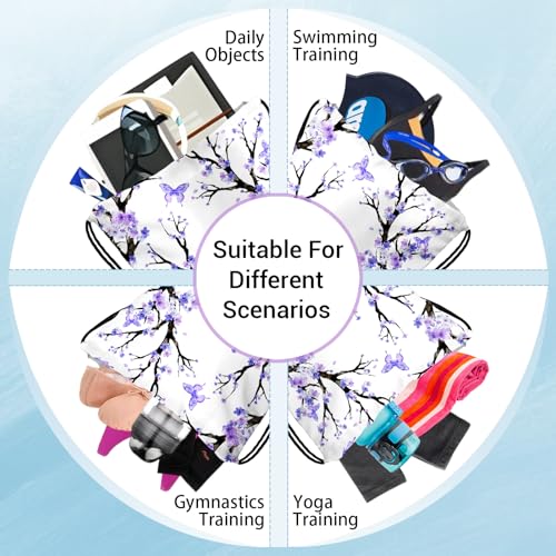 Gymnastics Grip Bag Lightweight Small Drawstring Grip Bags for Gymnasts - color: Cherry Flower-purple