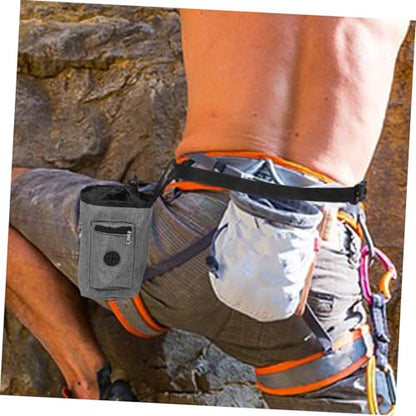 Mipcase Chalk Bag for Rock Climbing and Weightlifting Durable Anti-Slip with Zippered Storage Pockets Stylish Gray Design for Bouldering and Gym Use