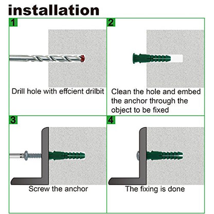 T.K.Excellent Plastic Drywall Anchors and Screws Kit, Ribbed Anchors Assortment Screws Kit, Wall Anchor Kit 400Pcs