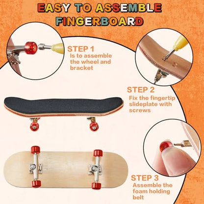 Jexine 6 Sets DIY Fingerboard Kit Fingerboard Accessories Mini Finger Skateboard Parts Include 12 Brackets 54 Screws 30 Nuts 6 Screwdriver 24 Board Wheels Tool for 96mm(Red) - color: Red
