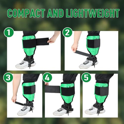 Tree Climbing Spikes Set,Tree Climbing Gear, 1 Pair Alloy Steel Climbing Spurs,350lbs Load Capacity, Arborist Equipment for Climbers, Fruit Picking and Lumberjack - color: Green Tree Climbing Spikes Set A