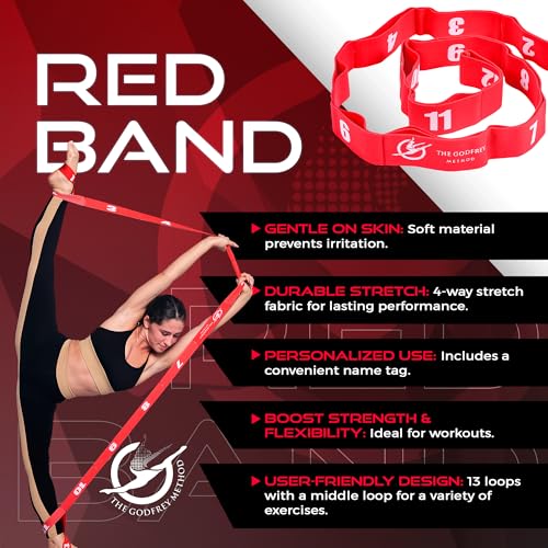 Multi Loop Stretch Band, Dance, Gymnastics, Cheerleading, 13 Loops, The Godfrey Method - color: Red