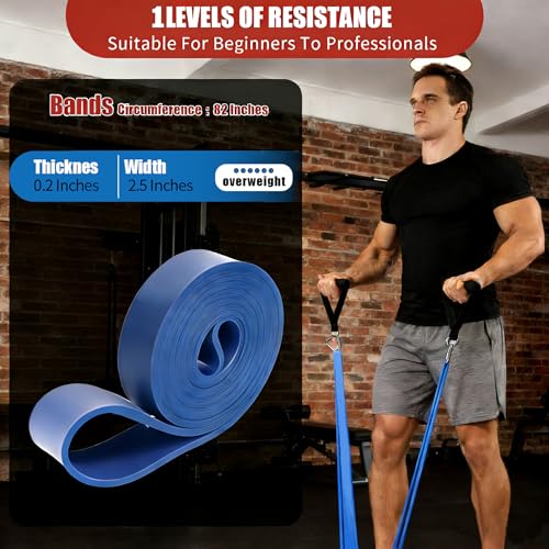 Nexora Heavy Resistance Bands，29KG-79KG，65LBS-175LBS，82 Inch Natural Rubber，Thickness 0.2Inches，Width 2.5Inches, Auxiliary Pull-Up