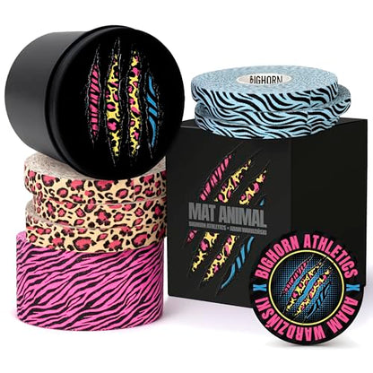 Bighorn Athletics × Adam Wardziński Mat Animal Tape Kit, Neon Wild Set | Special edition set with 7 rolls of bold printed finger & sports tapes in a tin holder. Residue-free Zinc oxide adhesive. - color: Neon Wild