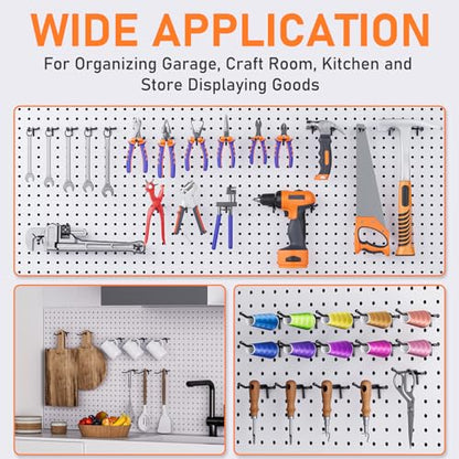 INCLY 60 Pack 4/6/8 Inch Heavy Duty Pegboard Hooks for Hanging Tools | Black 1/4" Peg Board Hooks Accessories, Peg Board Hangers Fit 1/4" Pegboard, For Garage, Craft Room, Store Organization - size: 60PCS
