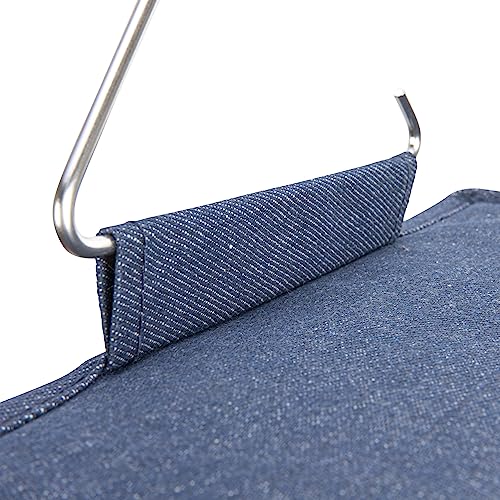 Household Essentials Hanging Cotton Blend and Plastic Closet Shoe Organizer with 10 Storage Compartments, Denim - color: Denim