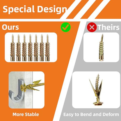 420pcs Self Drilling Drywall & Concrete Anchor Kit (M6 M8, 4 Sizes) with M6 & M8 Drill Bits, Loose Hinge Hole Repair, for Concrete, Wooden, and Home Decor Wall Hole Repair Kit - size: Screws -420-A