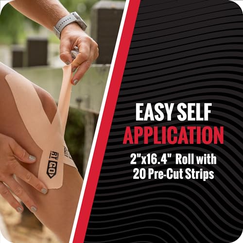 RockTape Go Gentle Adhesive Pre-Cut Kinesiology Tape (Beige) - color: Beige, style: GENTLE