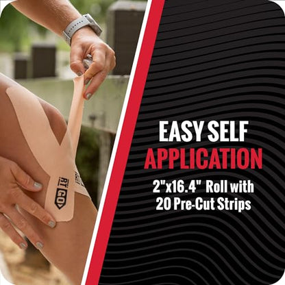 RockTape Go Gentle Adhesive Pre-Cut Kinesiology Tape (Beige) - color: Beige, style: GENTLE
