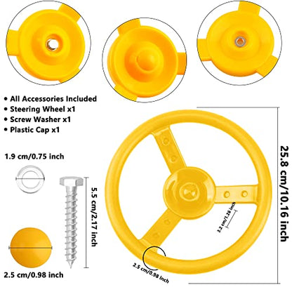 2 Pack Steering Wheel Playset Plastic Pirate Ships Wheel with Mounting Tools for Kids Playground Outdoor Gym (Blue, Yellow) - color: Blue, Yellow