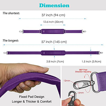 Bag Shoulder Strap, Padded Adjustable Shoulder Strap Replacement - color: Purple, size: 57"
