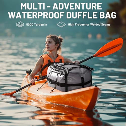 MIER Large Waterproof Duffel Bag - 60L/80L Dry Bag Backpack | Detachable Backpack Straps; Multi-Pockets; Roll-Top with Hook-and-Loop Closure; Motorcycle, Kayaking, Gym, Beach, Boating - color: Gray, size: 80L