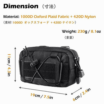 Molle Pouches Tactical Admin EDC Gear Utility Pouch Waist Bags for Small Tool Horizontal Modular Organization - color: 01 Black