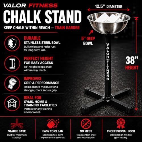 Valor Fitness Chalk Holder Station – Gym Chalk Stand Includes 8-2 oz Chalk Blocks for Weightlifting, Gymnastics, Rock Climbing, Boxing & Martial Arts Grip Support Strength Training Accessories